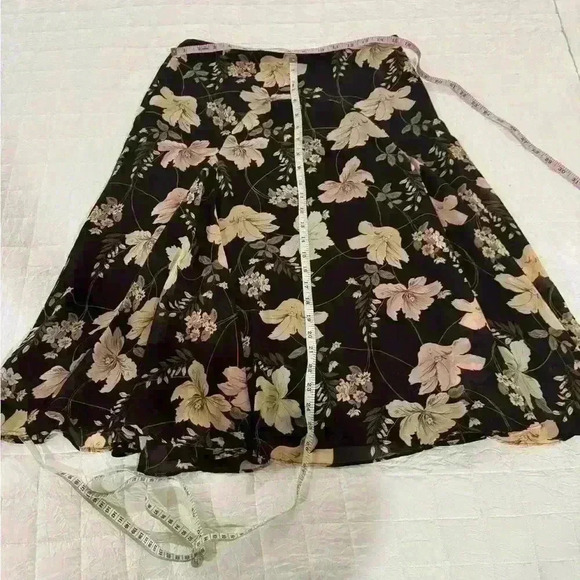 Nine & Co Brown & pink 90s style boho whimsigoth floral midi skirt Size 6 - Picture 4 of 7